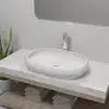 Image de vidaXL Lavabo de salle de bain avec mitigeur Céramique Ovale Blanc