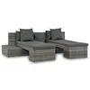 Image de vidaXL Salon de jardin 4 pcs avec coussins Résine tressée Gris