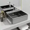 Image de vidaXL Lavabo avec trop-plein 41 x 41 x 15 cm Céramique Argenté