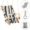 Image de vidaXL Balançoire pour bébé avec ceinture de sécurité Coton Bois Bleu