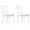 Image de vidaXL Chaises à manger lot de 2 blanc et bois clair bois hévéa massif
