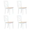 Image de vidaXL Chaises à manger lot de 4 blanc et bois clair bois hévéa massif