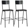 Image de vidaXL Chaises de bar lot de 2 noir contreplaqué solide et acier
