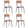 Image de vidaXL Chaises à manger lot de 4 marron contreplaqué solide et acier