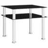 Image de vidaXL Table d'appoint Noir 45x50x45 cm Verre trempé