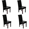 Image de vidaXL Chaises à manger lot de 4 noir similicuir