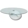 Image de vidaXL Table basse avec dessus de table en verre ovale Blanc brillant