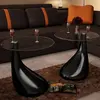 Image de vidaXL Table basse et dessus de table Verre rond Noir brillant 2 pcs