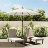 Image de vidaXL Parasol sable blanc avec Poteau en Acier 3 m