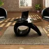 Image de vidaXL Table basse avec dessus de table en verre ovale Noir brillant