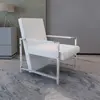 Image de vidaXL Fauteuil avec pieds chromés Blanc Similicuir