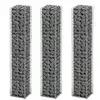 Image de vidaXL Jeu de panier de gabion 3 pcs Fil galvanisé 25x25x150 cm