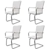 Image de vidaXL Chaises à manger cantilever lot de 4 blanc similicuir