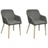 Image de vidaXL Chaises à manger lot de 2 gris clair tissu et chêne massif