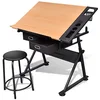 Image de vidaXL Tekentafel met 2 lades en kruk