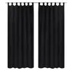 Image de vidaXL 2 pcs Rideau à Passant Micro Satin Noir 140 x 175 cm