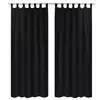 Image de vidaXL 2 pcs Rideau à Passant Micro Satin Noir 140 x 245 cm