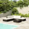 Image de vidaXL Salon de jardin 6 pcs avec coussins Résine tressée Noir