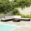Image de vidaXL Salon de jardin 8 pcs avec coussins résine tressée noir