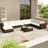 Image de vidaXL Salon de jardin 8 pcs avec coussins Résine tressée Marron