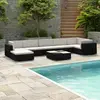 Image de vidaXL Salon de jardin 8 pcs avec coussins Résine tressée Noir