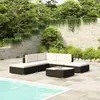 Image de vidaXL Salon de jardin 6 pcs avec coussins résine tressée noir