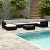 Image de vidaXL Salon de jardin 8 pcs avec coussins résine tressée noir