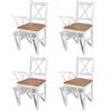 Image de vidaXL Chaises à manger lot de 4 blanc bois de pin