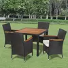 Image de vidaXL Ensemble à manger d'extérieur 5pcs avec coussins Résine tressée