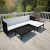 Image de vidaXL Salon de jardin 3 pcs avec coussins Résine tressée Noir