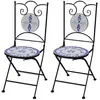Image de vidaXL Chaises pliables de bistro 2 pcs Céramique Bleu et blanc