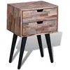 Image de vidaXL Table de chevet avec 2 tiroirs Bois de teck recyclé