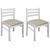 Image de vidaXL Chaises à manger lot de 2 blanc hévéa solide et velours