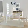 Image de vidaXL Chaises à manger lot de 2 blanc hévéa solide et velours