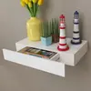 Image de vidaXL Étagère murale avec 1 tiroir MDF Blanc Rangement de livres/DVD