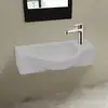 Image de vidaXL Vasque à trou pour robinet céramique Blanc pour salle de bain