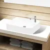 Image de vidaXL Lavabo à trou pour robinet céramique Blanc pour salle de bain