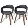 Image de vidaXL Chaises à manger lot de 2 noir bois courbé et similicuir
