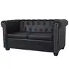 Image de vidaXL Canapé Chesterfield à 2 places cuir synthétique noir
