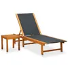 Image de vidaXL Chaise longue avec table Bois d'acacia solide et textilène