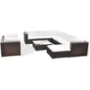 Image de vidaXL Salon de jardin 10 pcs avec coussins Résine tressée Marron