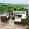 Image de vidaXL Salon de jardin 10 pcs avec coussins Résine tressée Marron