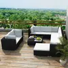 Image de vidaXL Salon de jardin 10 pcs avec coussins Résine tressée Noir