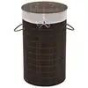 Image de vidaXL Panier à linge rond en bambou Marron foncé