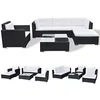 Image de vidaXL Salon de jardin 6 pcs avec coussins résine tressée noir