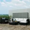 Image de vidaXL Salon de jardin 6 pcs avec coussins résine tressée noir