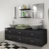 Image de vidaXL Mobilier de salle de bain avec lavabo 7 pcs Noir
