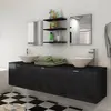 Image de vidaXL 8 pièces de mobilier de salle de bain et lavabo Noir