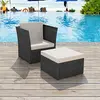 Image de vidaXL Chaise de Jardin avec Tabouret Siège de Patio avec Repose-pied Chaise de Terrasse Siège de Patio Extérieur Véranda Résine Tressée
