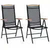 Image de vidaXL Chaises de jardin pliables lot de 2 aluminium et textilène noir